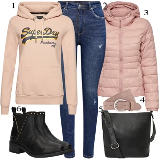 Outfit s Růžová/Béžová/Modrá Superdry "Zimní Outfit"