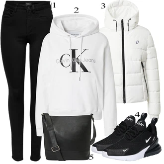 outfit mit Črna/Temno modra Pletena Pajkica/Pajkice z Razporkom/Neprosojna Pajkica/Usnjena Jakna/Oblikovana Pajkica/Tople Pajkice/Športna Pajkica/Podložena Pajkica/Baumwoll Pajkica Only "Zimska oblačila"