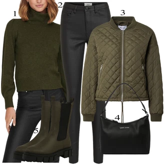 Outfit s Černá Dlouhá tylová sukně/Dlouhé Šaty/Svetrové Šaty/Móda Pro Plnoštíhlou/Dlouhý Zimní Kabát/Šaty s dlouhým rukávem/Šaty s výstřihem JdY "Zimní Outfit"