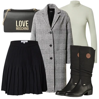 Outfit s Černá Zimní Kozačka/Dlouhá Kozačka/Bota se širokým nohavici/Klasická Kozačka/Plochá Kozačka nad koleno/Nepromokavá Kozačka/Jezdecká Bota Rieker "Zimní outfity"