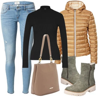 Outfit s Žlutá Prošívaná Bunda No. 1 Como "Zimní outfity"