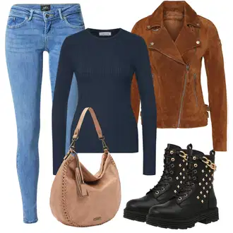 Outfit s Šedá/Hnědá/Khaki/Béžová Bunda s Bočním Zipem/Kožené Bund Kožená vintage bunda/Bunda z Umělé Kůže/Motorkářské Bund/Kožené Bund/Motorkářská bunda Freaky Nation "Zimní outfity"