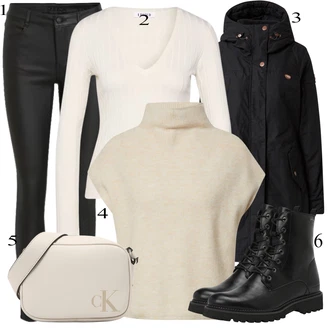 Outfit s Černá Zimní Parka/Vosková Bunda/Parka Přechodová Bund/Nepromokavé Bund Ragwear "Zimní Outfit"