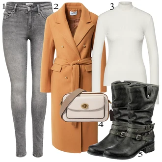 outfit mit Temno Siva/Svetlo Siva/Siva Hlača velika velikost Pajkice Velika Velikost Only "Zimska oblačila"