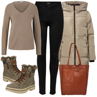 Outfit s Černá/Tmavě modrá Legíny s Podšívkou/Teplé Legíny/Kožená bunda/Neprůhledný Legíny/Sportovní Legína/Formovaná Legína/Bavlněné Legíny/Legíny s Rozparkem/Pletený Legín Only "Zimní outfity"