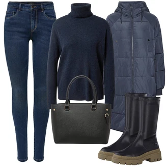 Ležérní Outfit s Modrá/Tmavě modrá Džínové Legíny/Jeggings Only "Zimní outfity"Look: Styl, Ležérní, Cool, Kovbojka, Krásný, Old Money, Western