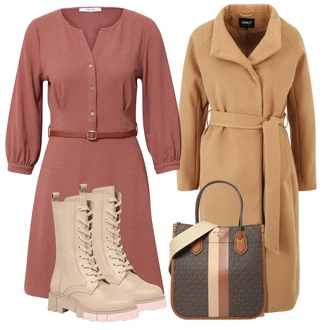 Outfity na zimu s Hnědá Šaty Móda Pro Plnoštíhlou/Košilové šaty/Šaty s výstřihem About You "Zimní outfity"