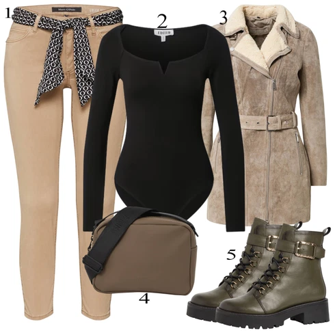 Kombinace Béžová/Hnědá/Khaki Twillová Kalhoty/Bavlněná Kalhoty/Boyfriend Kalhoty/Ležérní Kalhoty/Kalhoty s 5 kapsami/Rovná Kalhoty Marc O'Polo kombinovat s Černá Pletený Top/Top Na Party/Košile s dlouhým rukávem/Dlouhý Top/Košilový Top/Jednoduchý Top Edited