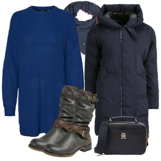 Outfit s Modrá Šátek Zwillingsherz "Zimní outfity"