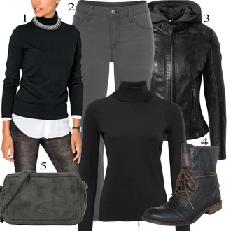 Outfity na zimu Midi s Černá Rolák/Svetr s límečkem Heine "Zimní Outfit"