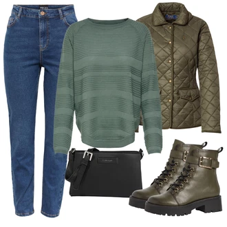 Outfity na zimu s Šedá/Tyrkysový Svetr Niki/Pletenina veľkej veľkosti Only "Zimní outfity"