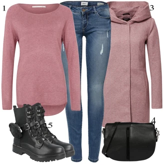 Mom Outfit s Růžová/Fialová/Hnědá/Červená Pletený Kabát/Kabát s Kapucí/Pletený Fleecový Kabát/Zimní Kabát Vlněný kabát/Fleecový Kabát/Lodenový kabát/Vlněný Fleecový Kabát Only "Zimní Outfit"Look: Pro Dům, Krásný, Univerzitní, Mom, Venkovní, Příliš oblečený