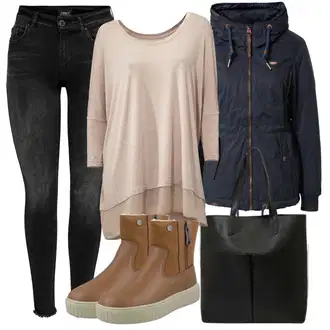 Outfit s Tmavě modrá/Světle modrá Bunda s Bočním Zipem/Bunda 2v1/Funkční Bunda/Podzimní bunda/Outdoorové Bundy/Parka Přechodová Bund/Prošívaná Bunda/Bunda s Kapucí/Zimní Bund/Parka Ragwear "Zimní outfity"