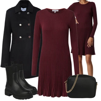 Outfity na zimu Ke kolenům Viskóza s Fialová/Tmavě červená/Vínová Edited "Zimní outfity"
