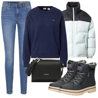 Outfit s Modrá/Světle modrá Puchová Bund/Lyžařská bunda/Krabice bunda/Zimní Bund/Sněhová Bund/Letní peřová bunda/Nafukovací Bund levi's ® "Zimní outfity"