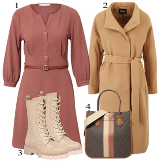 Outfity na zimu s Hnědá Šaty Móda Pro Plnoštíhlou/Košilové šaty/Šaty s výstřihem About You "Zimní Outfit"