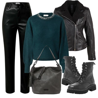 Motorka Outfit s Černá/Tmavě modrá Kozačka Motorkářská bota/Klasická Kozačka/Šněrovací Kotníková Bota/Bojová Bota/Motorkářská Bota Mustang "Zimní outfity"Look: Airsoft, Motorka, Skating, Jízda na koni