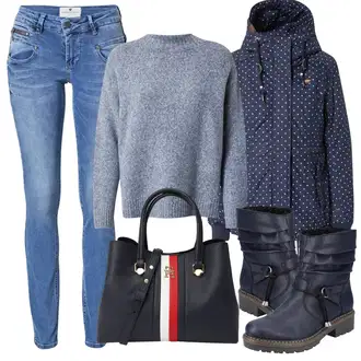 Outfit s Modrá/Světle modrá/Tmavě modrá Větrovka/Tradiční pletená bunda/Bunda s Kapucí/Plachtařská bunda/Outdoorové Bundy/Snowboardová Bund/Funkční Bunda/Nepromokavé Bund/Ripstop bunda Ragwear "Zimní outfity"