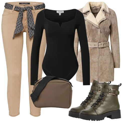 Kombinace Béžová/Hnědá/Khaki Twillová Kalhoty/Bavlněná Kalhoty/Boyfriend Kalhoty/Ležérní Kalhoty/Kalhoty s 5 kapsami/Rovná Kalhoty Marc O'Polo kombinovat s Černá Pletený Top/Top Na Party/Košile s dlouhým rukávem/Dlouhý Top/Košilový Top/Jednoduchý Top Edited