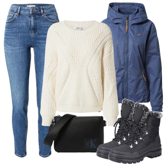 Outfity na zimu s Černá Dlouhá tylová Sukně/Doplňek/Dlouhé Šaty/Dlouhý Zimní Kabát/Taška Calvin Klein "Zimní outfity"