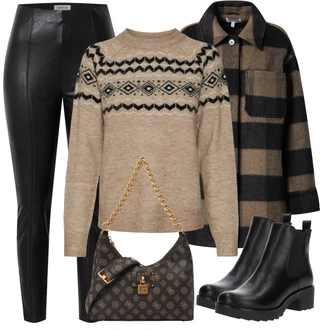Krátká/mini Outfit s Černá Taška Přes Rameno Guess "Zimní outfity"