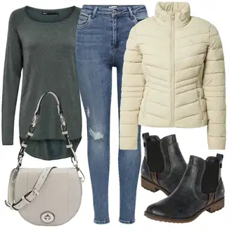Outfity na zimu s Béžová/Šedá Taška Přes Rameno ESPRIT "Zimní outfity"