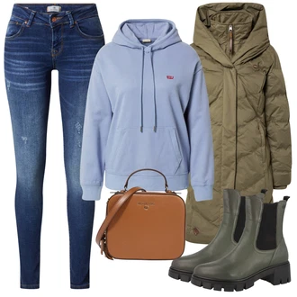 Outfity na zimu Mom s Modrá/Tmavě modrá Džíny Kožená bunda/Kotníková Bota/Motorkářské Džíny/Džíny s Rozparkem/Džíny s Dírou/Džíny s Nízkým Sedem/Džín s Nízkým Pasem/Push up Džín/Slim Fit Džíny/Navlékací Džíny/Kožené Boty/Kožená Pánská Bund/Zimní bunda LTB "Zimní outfity"Look: 90tá léta, Cool, Disko, Mom, Krásný, Old Money, Western