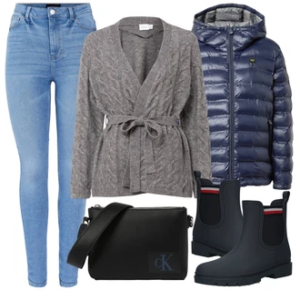Dlouhé / Maxi Outfit s Černá Dlouhá tylová sukně/Doplňek/Dlouhé Šaty/Dlouhý Zimní Kabát/Taška Calvin Klein "Zimní outfity"