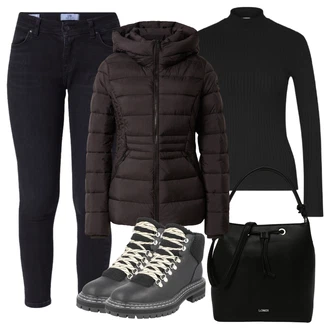 Lehké Outfit s Černá Kozačka Šněrovací Kotníková Bota/Šněrovací bota/Zimní kotníková bota/Kotníková Bota s Podšívkou/Trekingová Bota/Zimní bota Only "Zimní outfity"