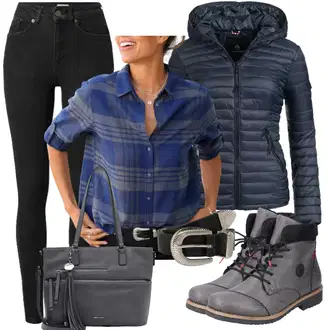 Outfit sa Crna Majica Košulja s Bluzom Lascana "Zimski look"