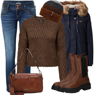 Kombinacije za zimu Mom Denim/Traper sa Plava/Tamnoplava/Pink Hlača Velika Veličina LTB "Zimski outfit"Look: Rap, Western, Mom, Ležerno, Pametno ležerno, moderne, cool, Prekrasan