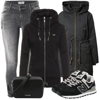 Outfit sa Crna Niska Tenisica New Balance "Zimski outfit za slobodno vrijeme"