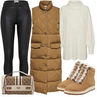 Lehké Outfit s Béžová/Hnědá Kozačka Šněrovací Kotníková Bota/Plochá Kotníková Bota/Trekingová Bota/Zimní kotníková bota/Zimní Kozačka/Zimní bota/Zimní tenisky TOMS "Teplé zimní oblečení"