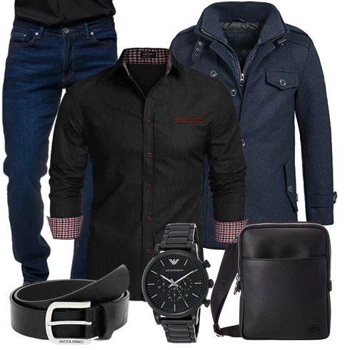 Blau Overall/Wintermantel/Winter Parka Indicode Jeans kombinieren