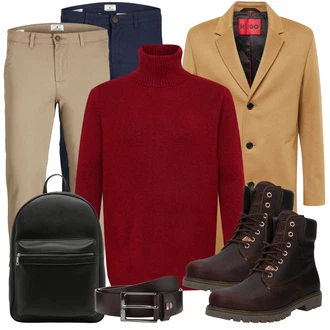 Winter Outfit mit Braun/Dunkelbraun Lederjacke/Klassischer Stiefel/Springerstiefel/Schnürstiefelette/Gefütterte Stiefelette/Wasserdichter Stiefel/Unkategorisiert Panama Jack "Business Outfit"
