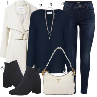 Outfit s Tmavě modrá Kožená bunda pro muže/Hedvábná Halenka/Businessová Halenka/Jednobarevná Halenka/Halenka s Dlouhým Rukávem/Halenkové Body/Žehlení odolná blůza/Slip-on Halenka/Blůza s knoflíčkem/Halenka se Stojatým Límcem Vila "Obchodní Outfit"