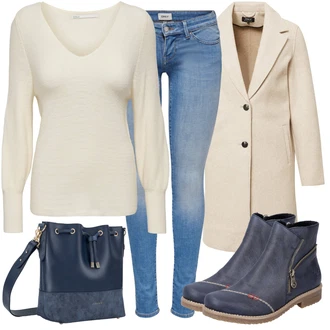 Outfit sa Bež/Kaki Prijelazni Kaput/Lagani Kaput/Kaput od Vunenog Flisa/Kaput od Kašmira/Zimski Kaput Vuneni kaput/Vintage Kaput/Midi Kaput/loden kaput Only "Cool zimski outfit"