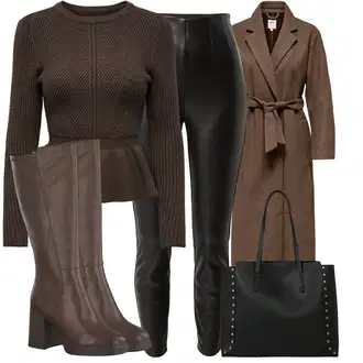 Kombinacije za zimu Gotički sa Crna/Bijela Poslovna Torba/Ured Za Torbu/Torba Za Preko Ramena/Shopper torba/Torba za nošenje/Torba za rame/Veliki džep/Velika torba About You "Cool zimski outfit"Look: Talijanski, Chic, cool, Gotički