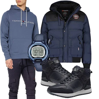 Winter Outfits Leichte Groß mit Schwarz/Dunkelblau/Blau Wasserfester Schuh/Schmaler Sneaker/Sneaker Mit Seitlichem Reißverschluss/Winter Sneaker NORTIV8 "Cooles Winter Outfit"