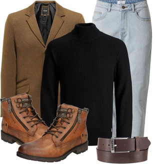 20er Jahre Outfit mit Braun/Beige/Khaki Kaschmir Mantel/Blazermantel/Lodenmantel/Wollmantel/Vintage Mantel/Gehröck/Wollmantel Only & Sons "Cooles Winter Outfit"Look: Workwear, Elegant, 20er Jahre, Smart Casual, Edel