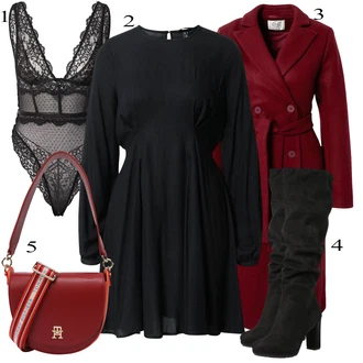 Outfit sa Crna/Tamnoplava Zimska Haljina dugih rukava/Haljina S Visokim Ovratnikom/Dimljena Haljina/Platnena Haljina Dugih Rukava/Haljina tunika/haljina s puf rukavom/Bluza Haljina VERO MODA "Tvoj otmjeni outfit"