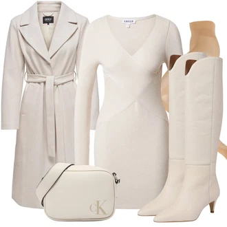 Dlouhé / Maxi Outfit s Šedá Taška Přes Rameno Calvin Klein "Elegantní Zimní Outfit"