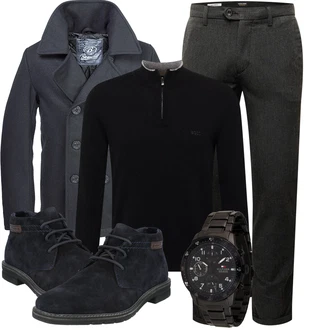 Outfit mit Große Größe Jack & Jones, Schwarz Große Größe Brandit "Elegantes Winter Outfit"