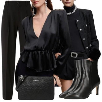 Outfity na zimu s Černá Kožená bunda pro muže/Vesta z Umělé Kožešiny Mango "Elegantní zimní outfit"