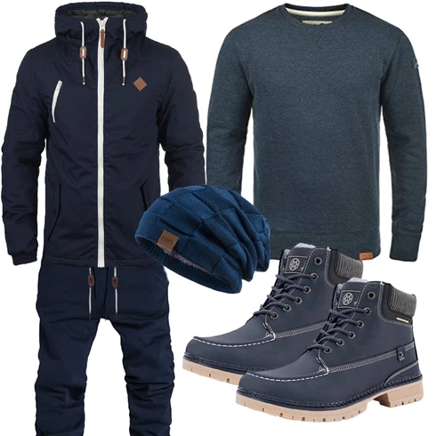 Flache Blau/Dunkelblau SchnürStiefel/TrekkingStiefel/Herren Lederschuhe/Klassischer Stiefel/Wasserdichter Stiefel/Wasserfester Schuh Gaatpot kombinieren