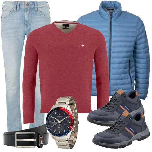 Rot/Weiß Sweatshirt/Hoodie Fynch-Hatton kombinieren mit Schwarz Gürtel Tommy Jeans
