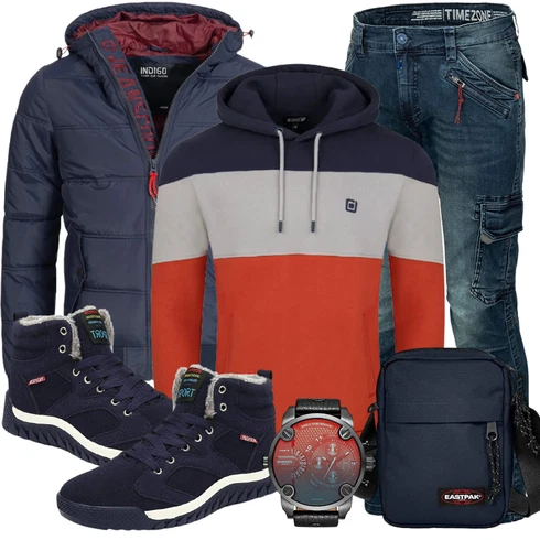 Blau Overall/Winter Parka/Regenjacke Indicode Jeans kombinieren
