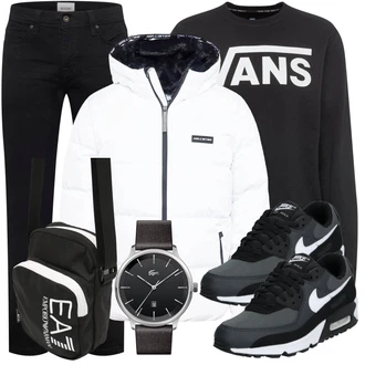 Strick Outfit mit Schwarz/Creme Women's Fleece Sweatshirts/Hoodie/Lederjacke/Sport Sweatshirt/Unisex Hoodie/Vintage Hoodie Vans "Freizeit Outfit"