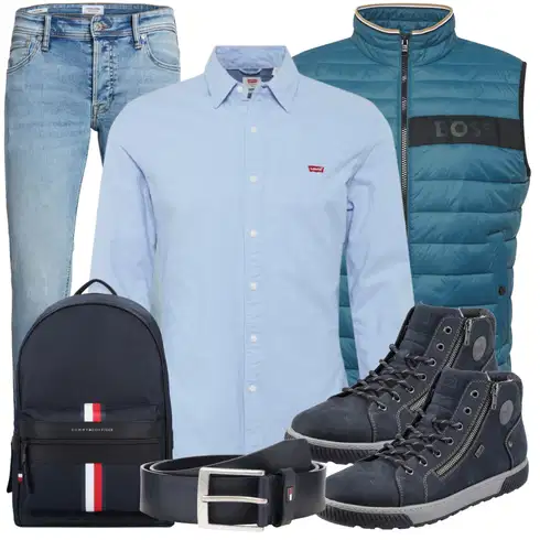 HellBlau/Blau Business Hemd/Businesshemd/Bügelfreies Hemd/Jeanshemd/Casual Hemd levi's ® kombinieren