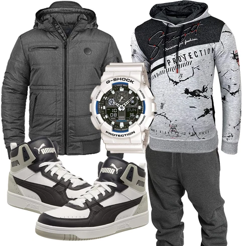 Grau Schuh Casio kombinieren